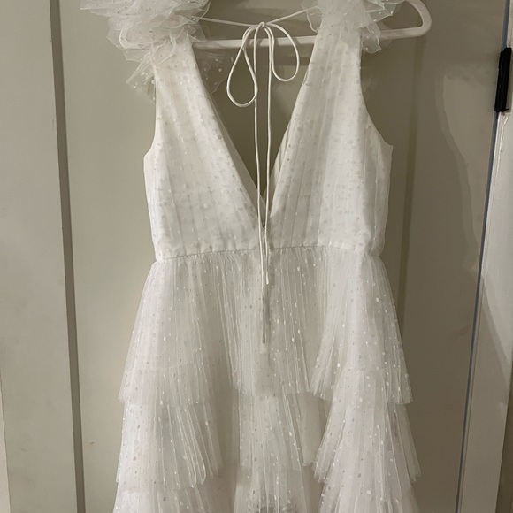 ML Monique Lhuillier White Perrie Tiered Ruffle Mini Dress size 6 - Picture 3 of 5
